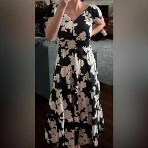 Rachel Zoe Black and White Floral Midi Dress 1 Size - XS/S/M